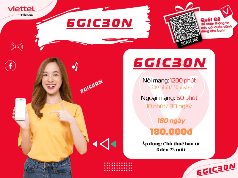 Gói 6GIC30N Viettel