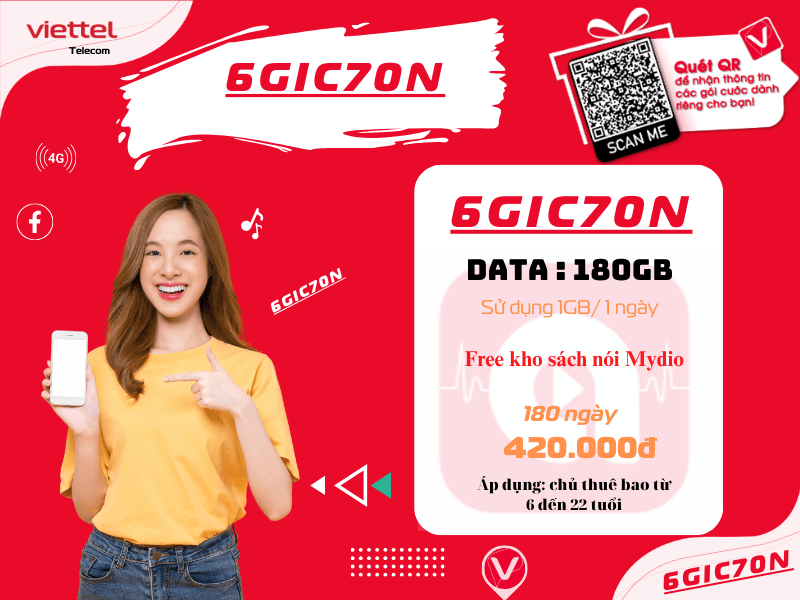 Gói 6GIC70N Viettel