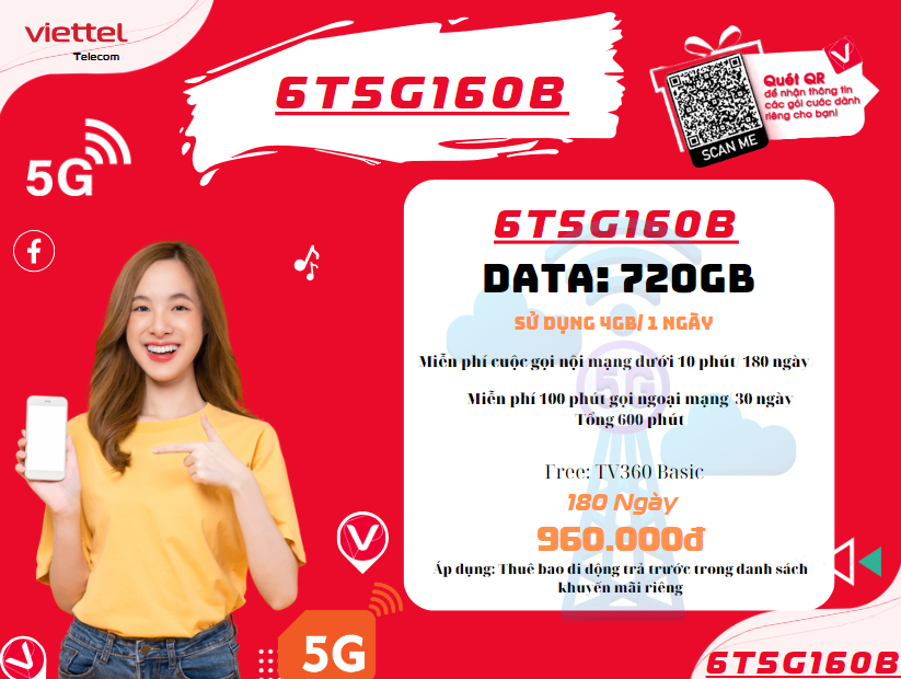 Gói 6T5G160B của Viettel