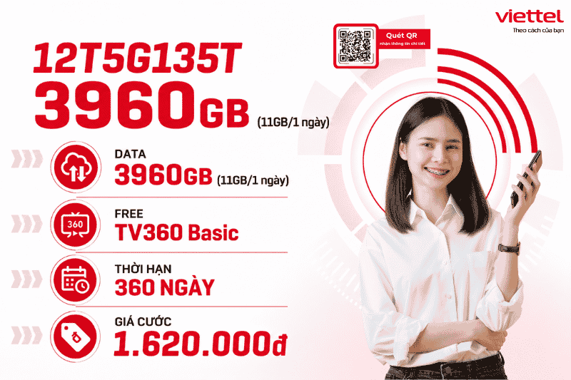 Gói 12T5G135T Viettel