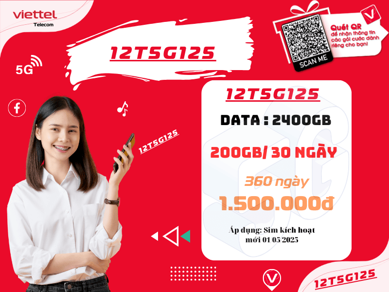 Gói 12T5G125 Viettel