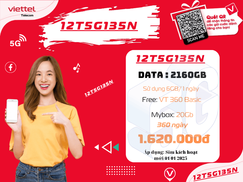 Gói 12T5G135N Viettel