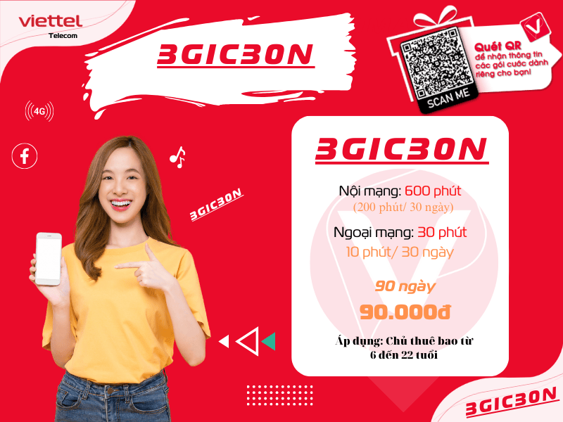 Gói 3GIC30N Viettel
