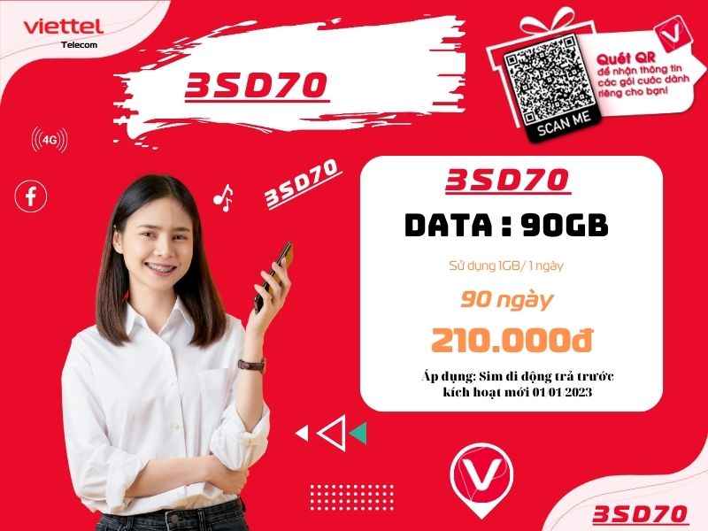 Gói cước 3SD70 của Viettel