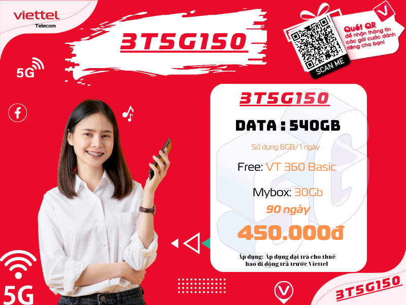 Gói 3T5G150 Viettel