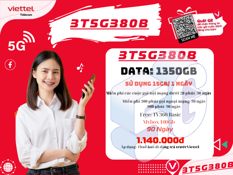 Gói 3T5G380B Viettel