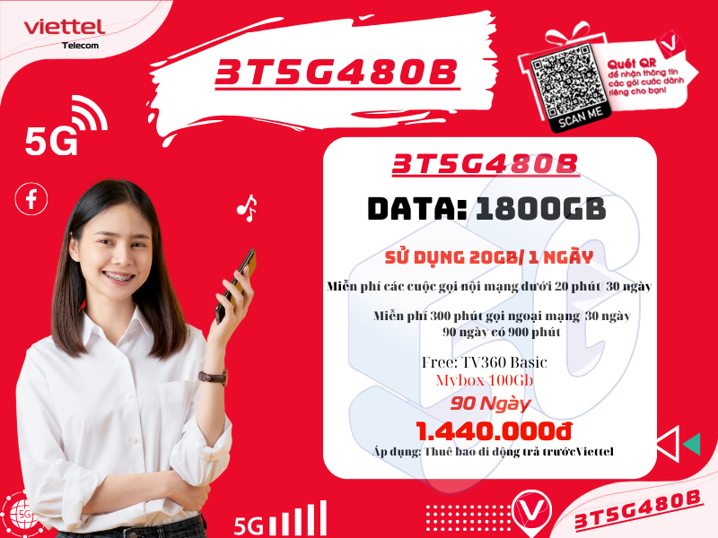 Gói 3T5G480B Viettel