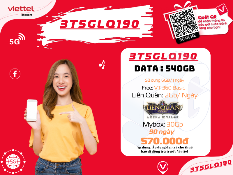 Gói 3T5G190 Viettel