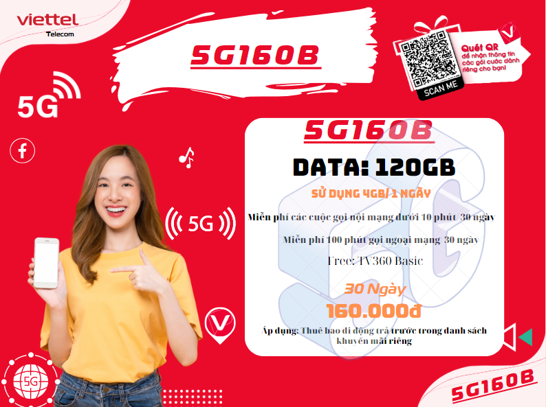 Gói 5G160B Viettel
