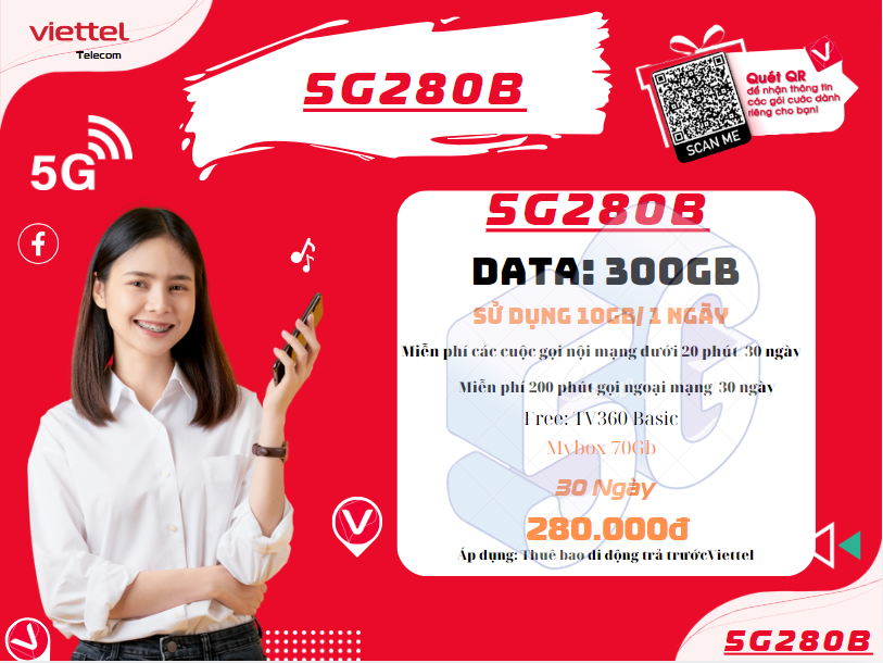 Gói 5G280B Viettel
