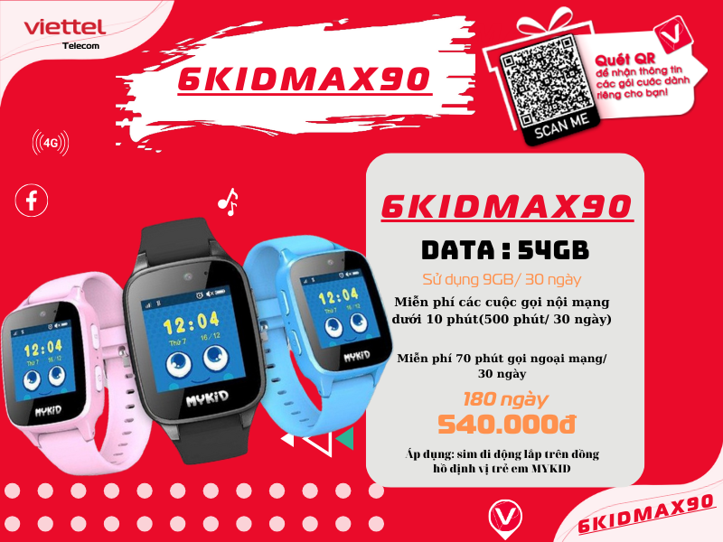 Gói 6KIDMAX90 Viettel