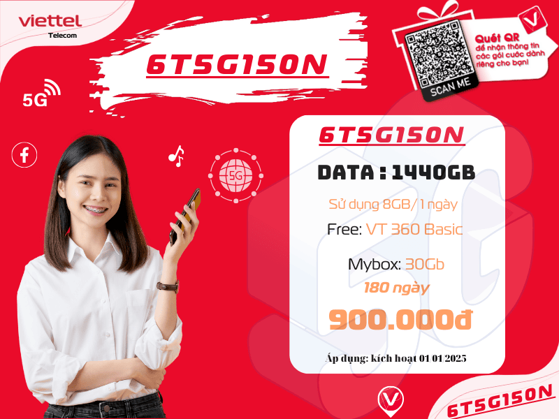 Gói 6T5G150N Viettel
