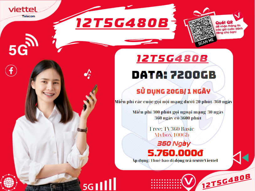 Gói 12T5G480B Viettel