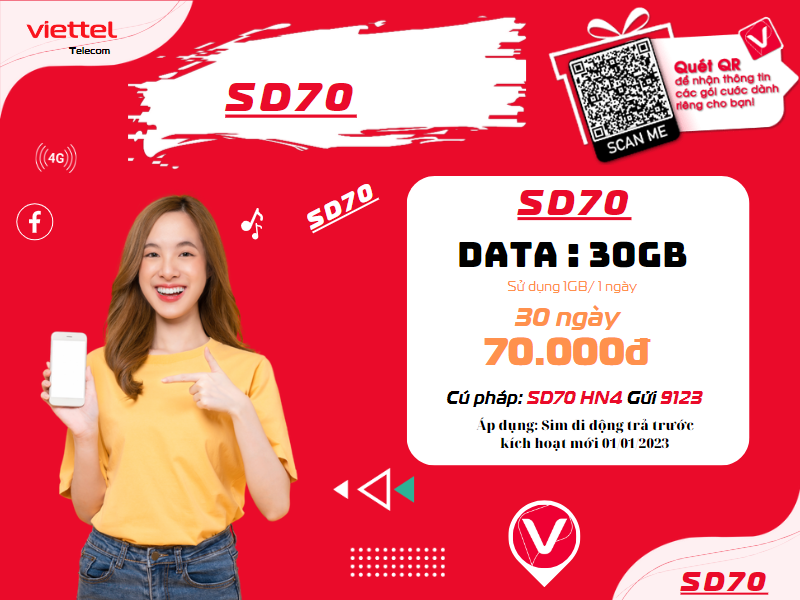 Gói Cước SD70 của Viettel