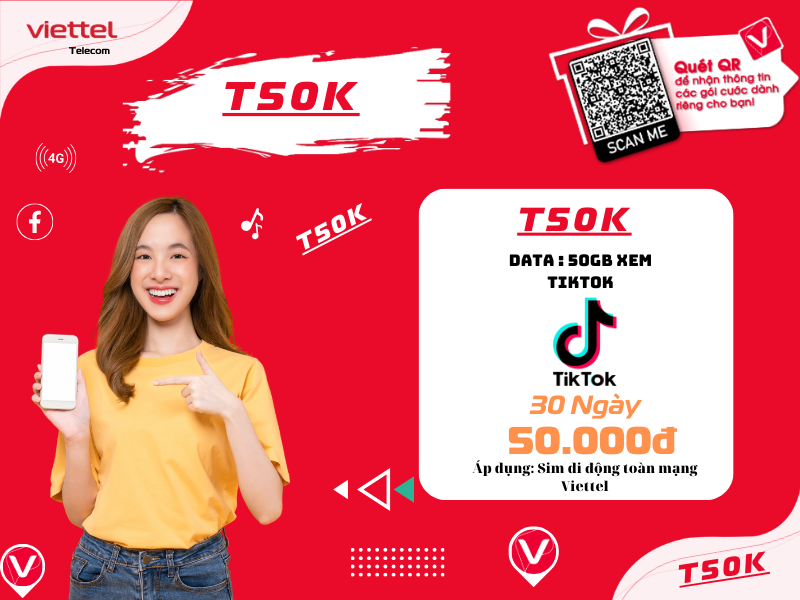 Gói Data T50K Viettel Xem Tiktok